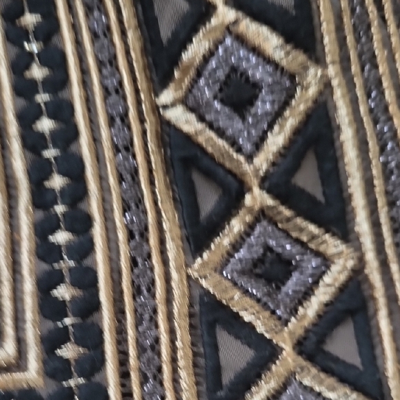 Calypso St. Barth Geometric Embroidered Mini Dress - Black and Tan - Picture 5 of 9